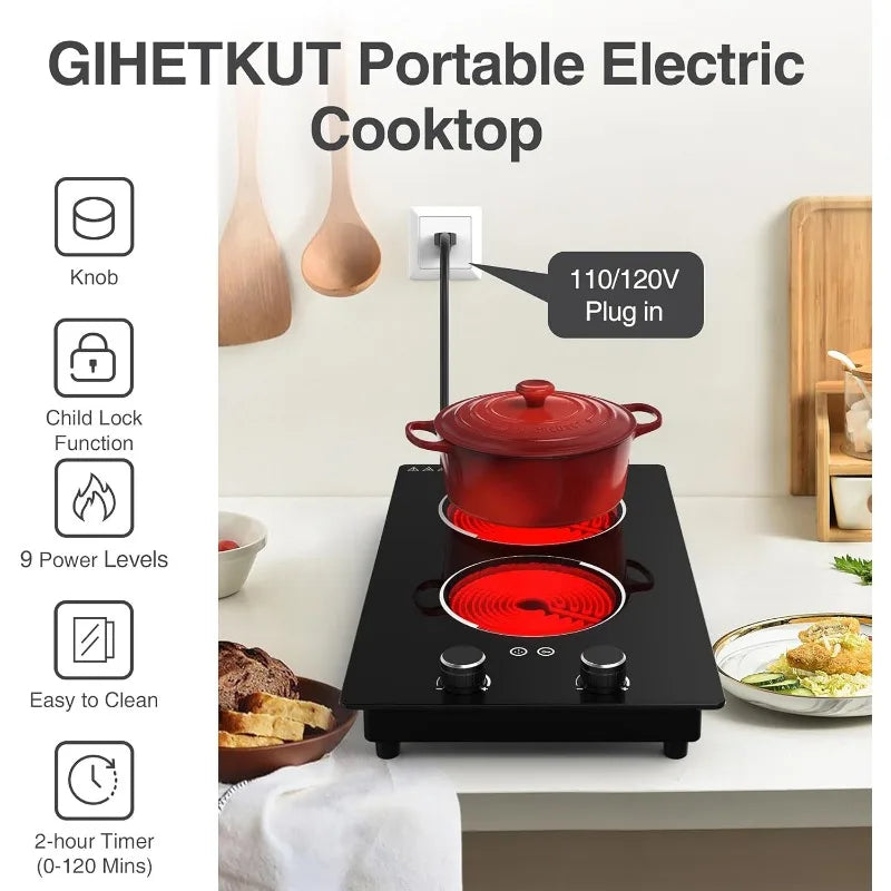 2100W Electric Stove Top: 10 Levels, Timer & Kids Lock