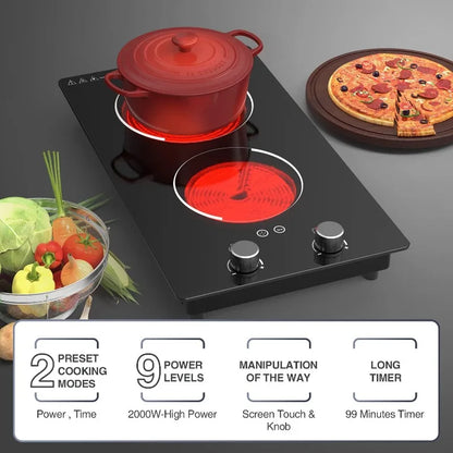 2100W Electric Stove Top: 10 Levels, Timer & Kids Lock