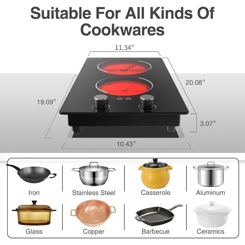 2100W Electric Stove Top: 10 Levels, Timer & Kids Lock